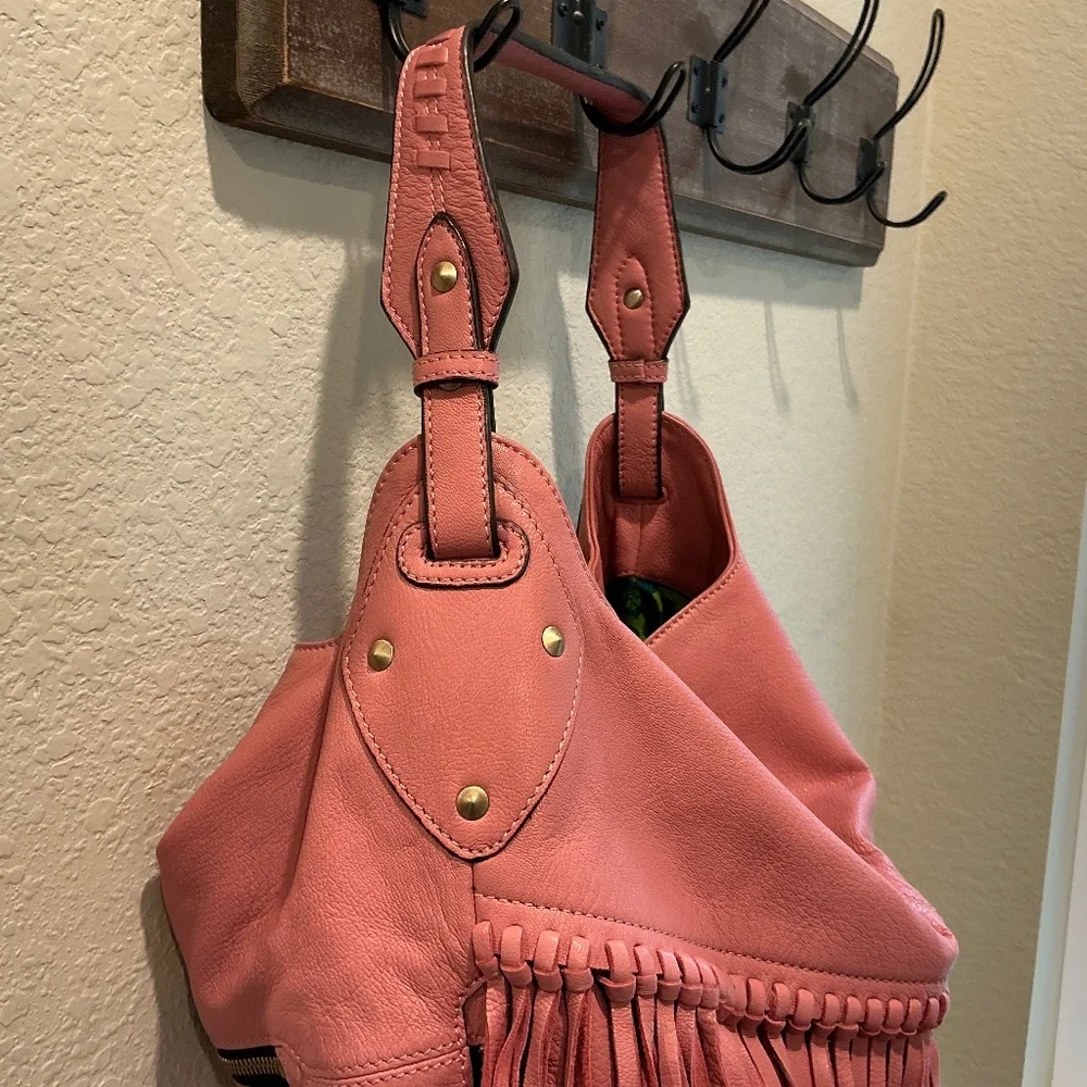OrYANY Stevie Pink Leather Fringe Conceal Carry Handbag Pristine Condition